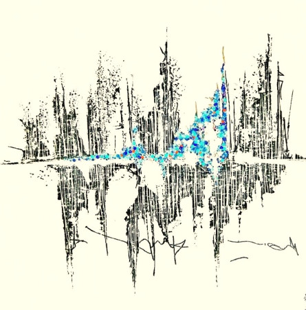 "Isis", Série Rêveries urbaines, acrylique et feutres poscas sur toile, 50x50cm, pièce unique, signée, vendue